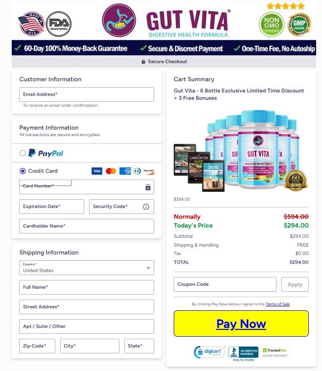 Order Gut Vita safely on the official website with secure payment